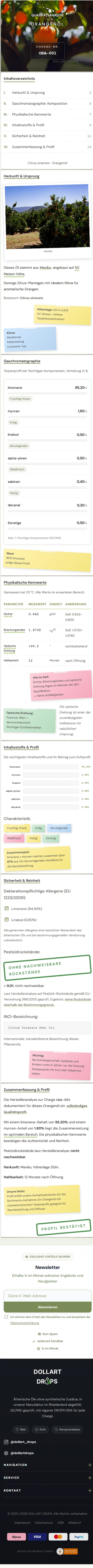 DROPS DNA des Orangenöls — Terpenprofil, Herkunft, Sicherheit